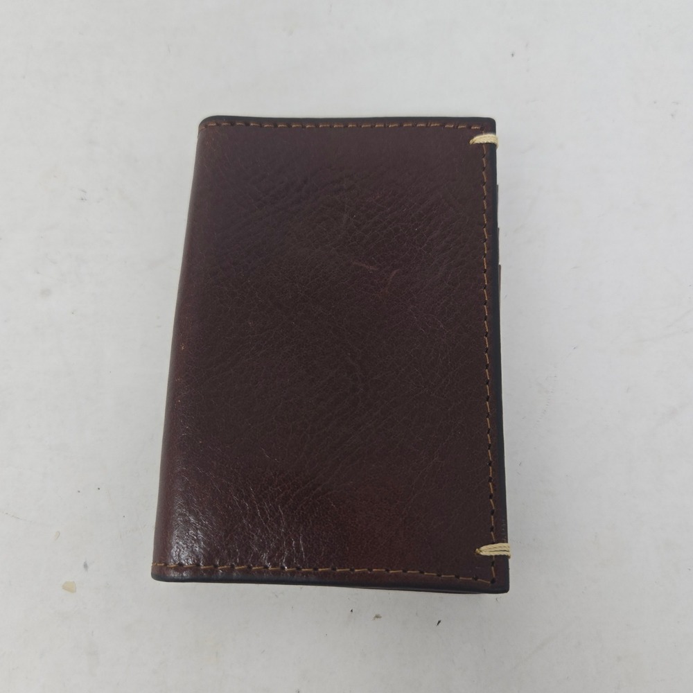 Tasso Elba Mens Brown Genuine Leather Bifold Wallet ID Window Card Holder